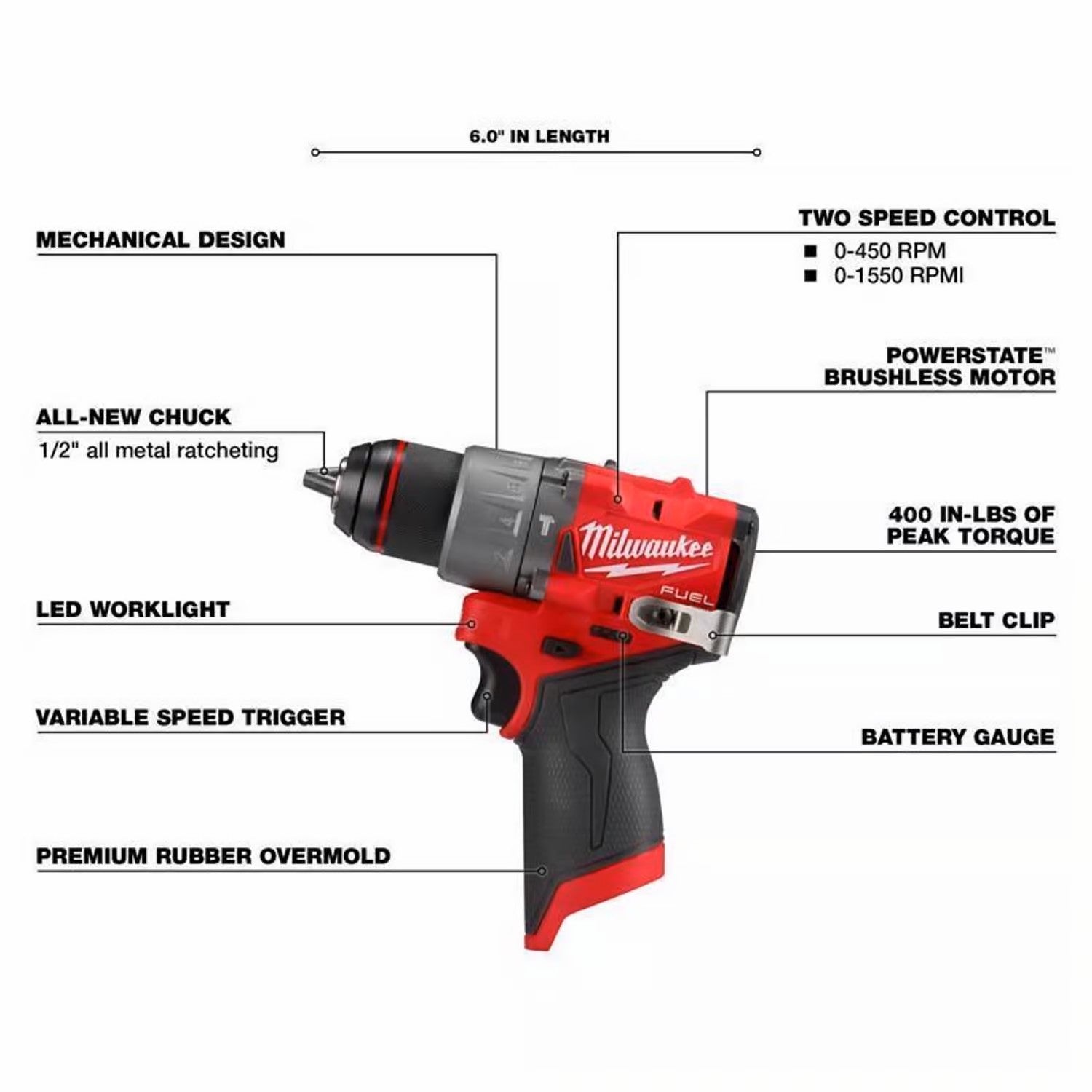 M12 Hammer Drill Fuel 1/2 in. Brushless Cordless  (Tool Only)