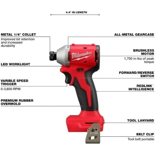 M18 Compact Impact Driver 18V Lithium-Ion Brushless Cordless 1/4 in. (Tool Only)