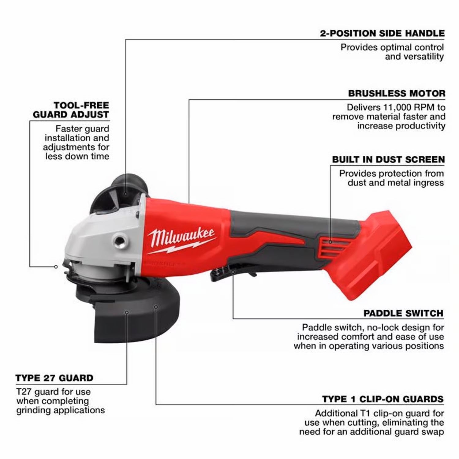 M18 Cut-Off/Angle Grinder Cordless 4-1/2 to 5 in. (Tool Only)