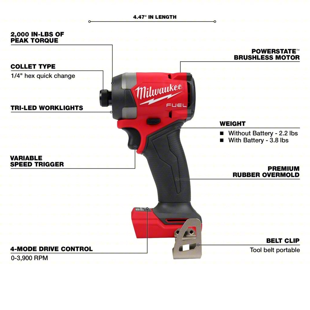 M18 Hex Impact Driver Fuel 18V Lithium-Ion Brushless Cordless 1/4 in. (Tool-Only)