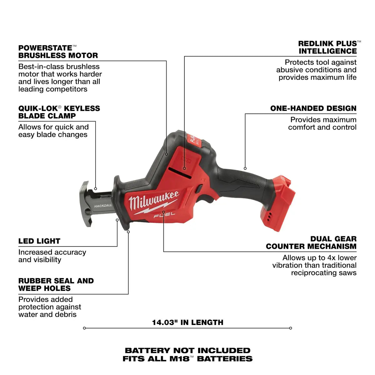 M18 Hackzall Fuel 18v Lithium Ion Brushless Cordless Reciprocation Saw