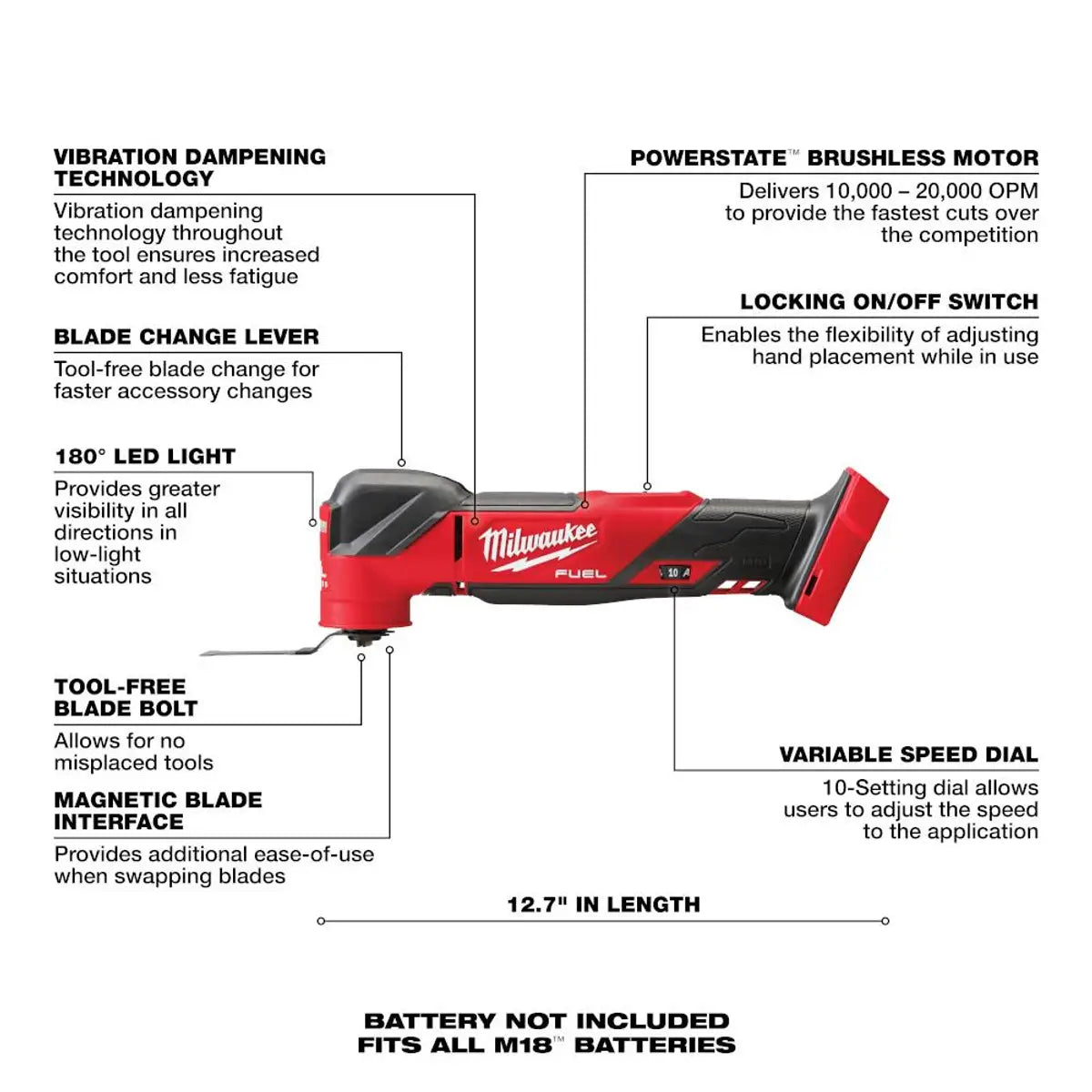 M18 Oscillating Multi-Tool Fuel 18V Lithium-Ion Cordless Brushless (Tool-Only)